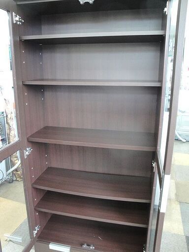 ☆ スイートデコレーション 書棚 スワロー 幅80×奥行32.5×高さ180cm ガラス扉 ダークブラウン 本棚 飾り棚 食器棚 シェ
