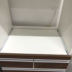 お取り置き中　札幌限定■美品 レンジ台 木目 幅60cm 高さ116cm ホワイトxブラウンの画像