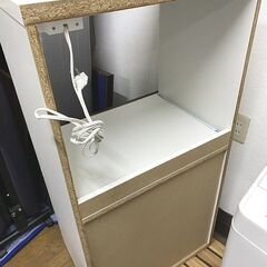お取り置き中　札幌限定■美品 レンジ台 木目 幅60cm 高さ116cm ホワイトxブラウンの画像