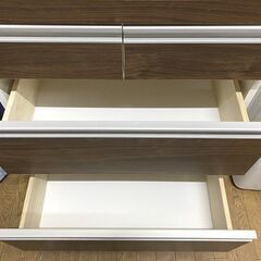 お取り置き中　札幌限定■美品 レンジ台 木目 幅60cm 高さ116cm ホワイトxブラウンの画像