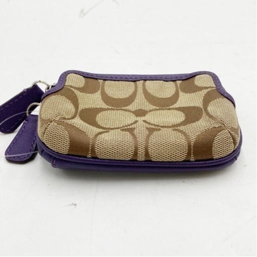 【超美品】COACH ケース F62545 シグネチャー レザー パープル