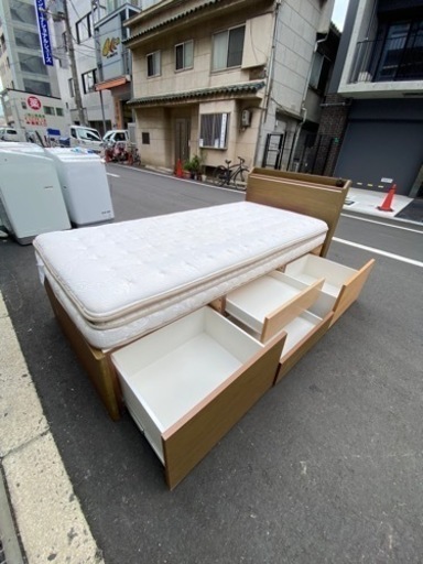 ? 大阪市内配達設置無料 ?引き出し付きシングルベッドマットレスセット?