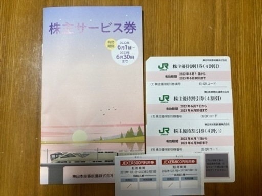 JR東日本株主優待(4割引)×3枚、株主サービス券未使用(鉄博半額券含む)