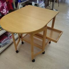 美品 ニトリ キッチンワゴン バタフライテーブル コンパクトテーブルの画像