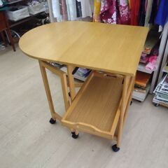 美品 ニトリ キッチンワゴン バタフライテーブル コンパクトテーブルの画像