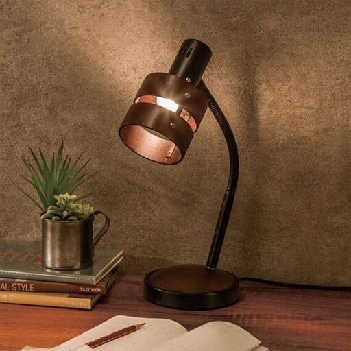【美品・ほぼ未使用】テーブルランプ ニトリ ダークブラウン 木目リング型シェード