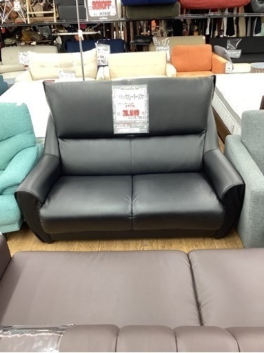 KC-45【新入荷　リサイクル品】ハイバック2シーターソファ　黒