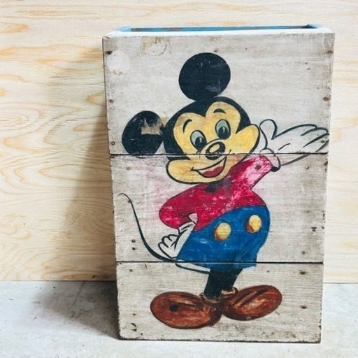 ■ 木箱 Mickeyミッキー 昭和レトロ ビンテージ アンティーク ディズニー 収納 インテリア 札幌発 店舗手渡し可能❗️ M03069  ②