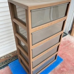 アイリスオーヤマワイドチェストAJ-535N/プラケース/プラスチック収納/多段/整理棚/ランドリー/ブラウン/茶色/単身/学生/新生活/引越し/自社便配送/直接引取り/福岡市/糸島市 の画像