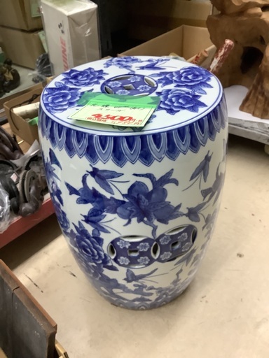花蝶 スツール 高さ40cm 陶器 管G230325CK (ベストバイ 静岡県袋井市)