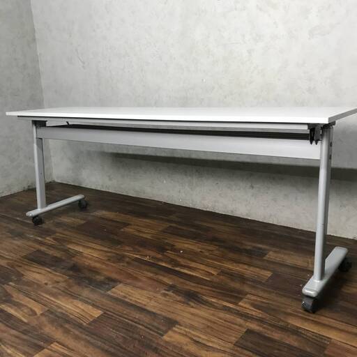 WY1/23 折りたたみテーブル キャスター付き ホワイト 会議机 W1800×D450×H700 白 ホワイト