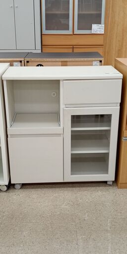 ★ジモティ割あり★  レンジ台 白 H79×D35.2×W75.3 クリーニング済み TJ285
