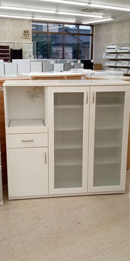 ★ジモティ割あり★  レンジ台 白 H119.5×D40.3×W119.5 クリーニング済み TJ289
