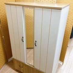 【引取】【受付再開】ミラー付ワイドロッカー ワードローブ 洋服タ...