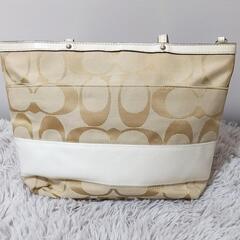 COACH トート ハンド バッグ f19046 シグネチャー キャンバス 白の画像