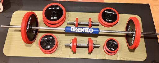 100Kgバーベルセット、ベンチプレス台、スクワットスタンド、セーフティーバー