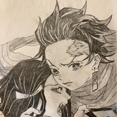 鬼滅の刃　禰󠄀豆子　炭治郎　鉛筆手描きの画像