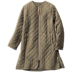 原価¥8990あたたか蓄熱中わたの軽いキルトロングコートカーキM