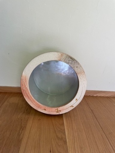 陶器の水槽　信楽焼　白金彩丸水槽