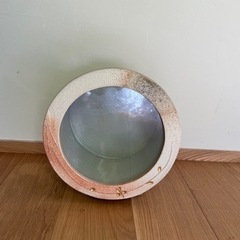 陶器の水槽　信楽焼　白金彩丸水槽