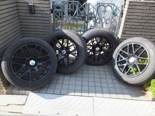 お値下げしました。ハイぺリオン HYPERION CVM 19インチ 8.5J +45 114.3 ハーフグロスブラック 4本セット中古 225/55R19 TOYO PROXES 山少ない CR-V CX-5