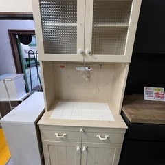 【リサイクルサービス八光】ホワイト木目　スリム食器棚　幅76