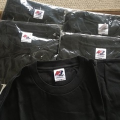 未使用　半袖Tシャツ　5枚組　黒　コットン100% ラージサイズの画像