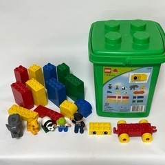 美品　LEGO レゴデュプロ　基本セット　みどりのバケツ　ブロック　動物　車　ぞうさん　パンダ　人形　フィグの画像