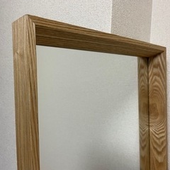 【美品】天然木タモ材のスタンドミラー　※受付終了の画像