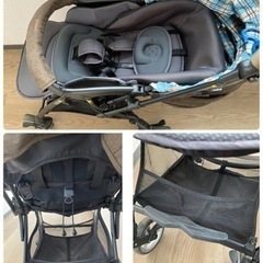 値引交渉応じます★A型ベビーカー ピジョン ランフィリノン ブラウン×水色チェック 取説付 1〜36ヶ月　札幌市西区 ベビーカー キレイめ　の画像