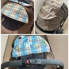値引交渉応じます★A型ベビーカー ピジョン ランフィリノン ブラウン×水色チェック 取説付 1〜36ヶ月　札幌市西区 ベビーカー キレイめ　の画像
