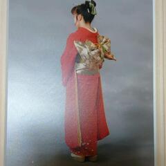 振り袖　桜柄　赤、朱色の画像