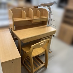 J2308 NITORI ニトリ 学習机 デスク 上棚付きデスク 上棚付き学習机 袖机付 収納棚付 クリーニング済み