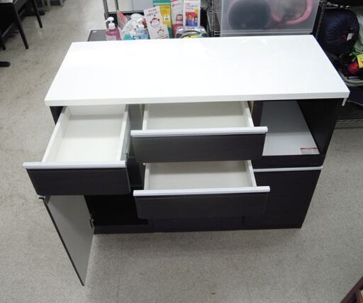 キッチンボードカウンター レンジボード 食器棚 レンジ台 幅120cm ダークブラウン ☆ 札幌市 北区 屯田 