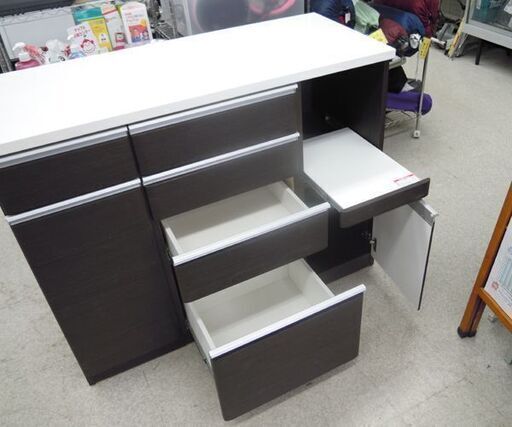 キッチンボードカウンター レンジボード 食器棚 レンジ台 幅120cm ダークブラウン ☆ 札幌市 北区 屯田 