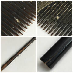 🔷🔶🔷ut10/50　和装　アンティーク　銀製 花文透かし彫り　笄/櫛 セット 本鼈 べっ甲 彫金　本鼈甲 漆 和装小物　※笄は木製　現状品🔷🔶🔷の画像