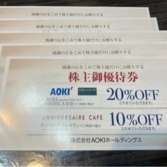 【株主優待券】AOKIホールディングス（AOKI、ORIHICAの2割引、アニヴェルセルカフェご飲食料金の1割引券）の画像