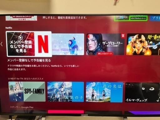 液晶テレビ SONY 49X8300D 49V