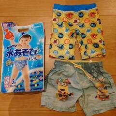 男の子用水着2着＋ムーニーマン水遊びパンツ ビッグ3枚　ミニオン