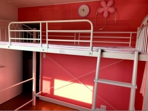 ニトリ　スチール　ハイベッド　ロフト　ホワイト　白