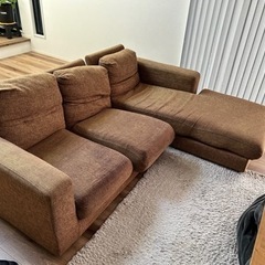 3人掛けソファ　L型　ブラウン　茶色
