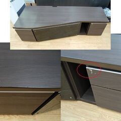 テレビボード 幅150×奥行40.5～58×高さ39㎝ ダークブラウン ガラス扉 ローボード TVボード テレビ台 札幌市 清田区 平岡の画像