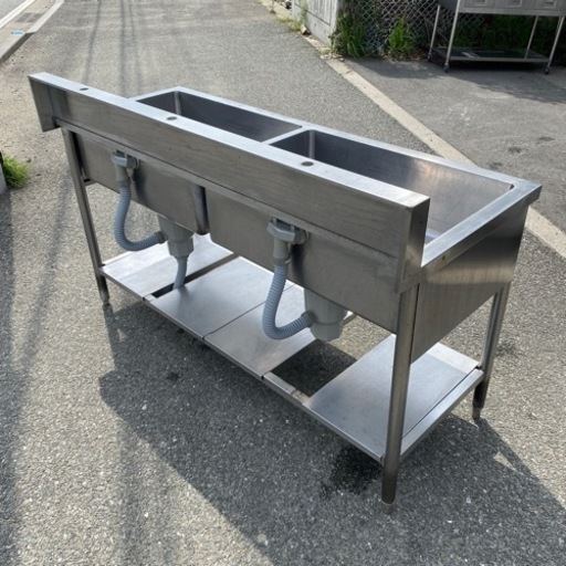 ☆中古品 2槽シンク 1500×600×800 厨房 厨房機器☆