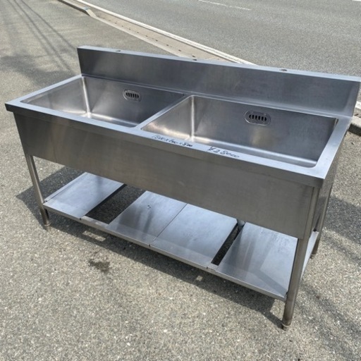 ☆中古品 2槽シンク 1500×600×800 厨房 厨房機器☆