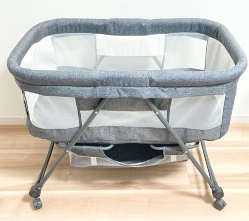 【美品】ベビーベッド　折り畳み　可動式　コンパクト