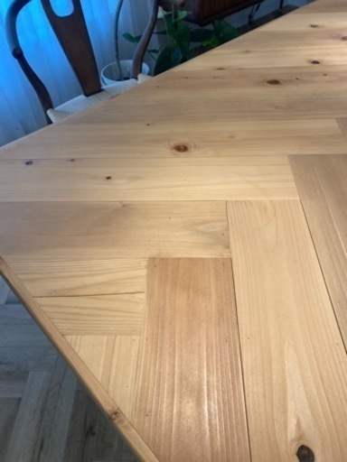 【美品】albero39 ヘリンボーン柄無垢天板　ダイニングテーブル