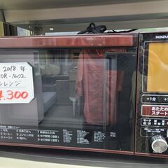 コイズミ　オーブンレンジ　2018年　KOR-1602　レッド　中トレー付き　電子レンジ　中古品　