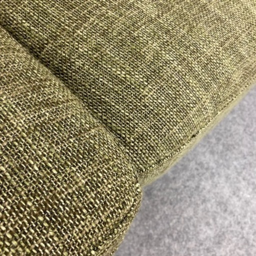 【中古品】三人掛けソファー　布張り　グリーン　　3102