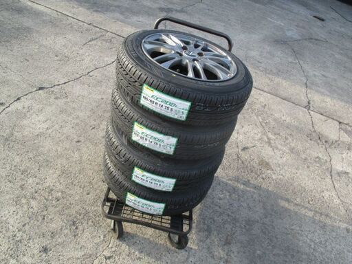 【取付対応】155/65R14 新品タイヤ&中古アルミセット ダンロップ 軽自動車