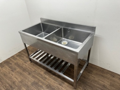 業務用　ステンレス　２槽シンク流し台　店舗　飲食店　厨房　W１２００ｘＤ６００ＸＨ８００ｍｍ